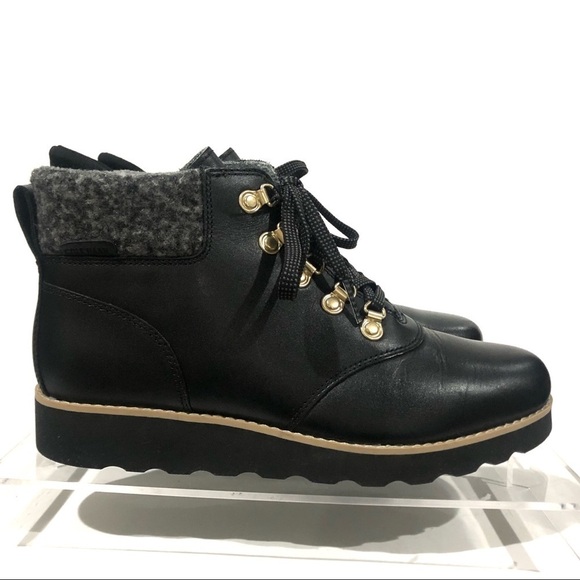 Cole Haan Nantucket Rugged Waterproof Hiker Black Wool Leather Boots Sz 7.5 - Picture 1 of 9